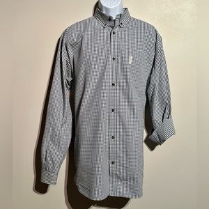 Large/Tall Columbia grey and white check button up long sleeve.